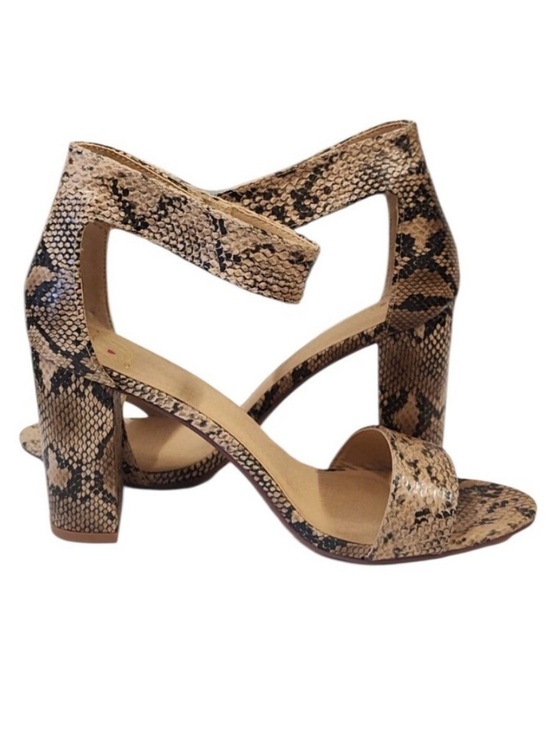 Delicious Shoes - "Delicious" Snake-Print Block Heel Sandals Size 8.5